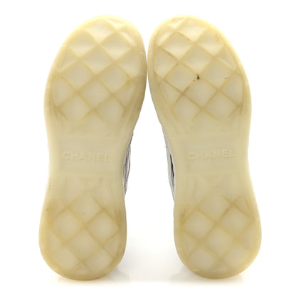 Chanel Suede Calfskin Nylon Grosgrain CC Sneakers 37 White 6 of 10