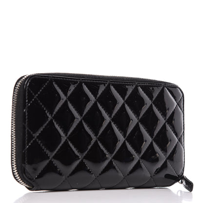 Chanel Patent Quilted Zip Around Wallet Black 3 of 10