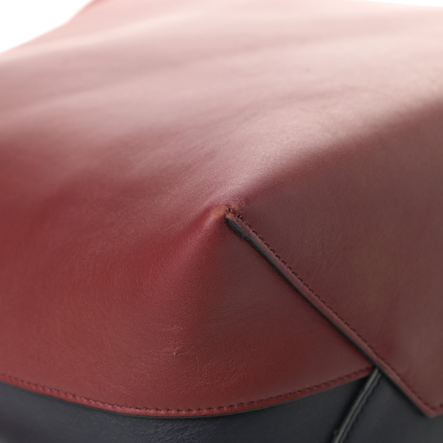 Shiny Smooth Calfskin Small Twisted Cabas Dark Ruby Navy