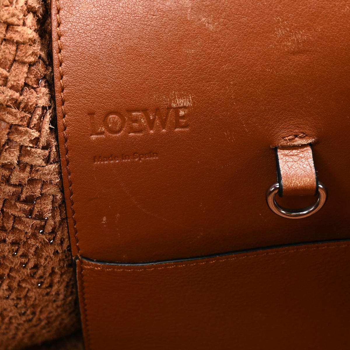 Loewe Calfskin Woven Medium Hammock Shoulder Bag Tan 6 of 13