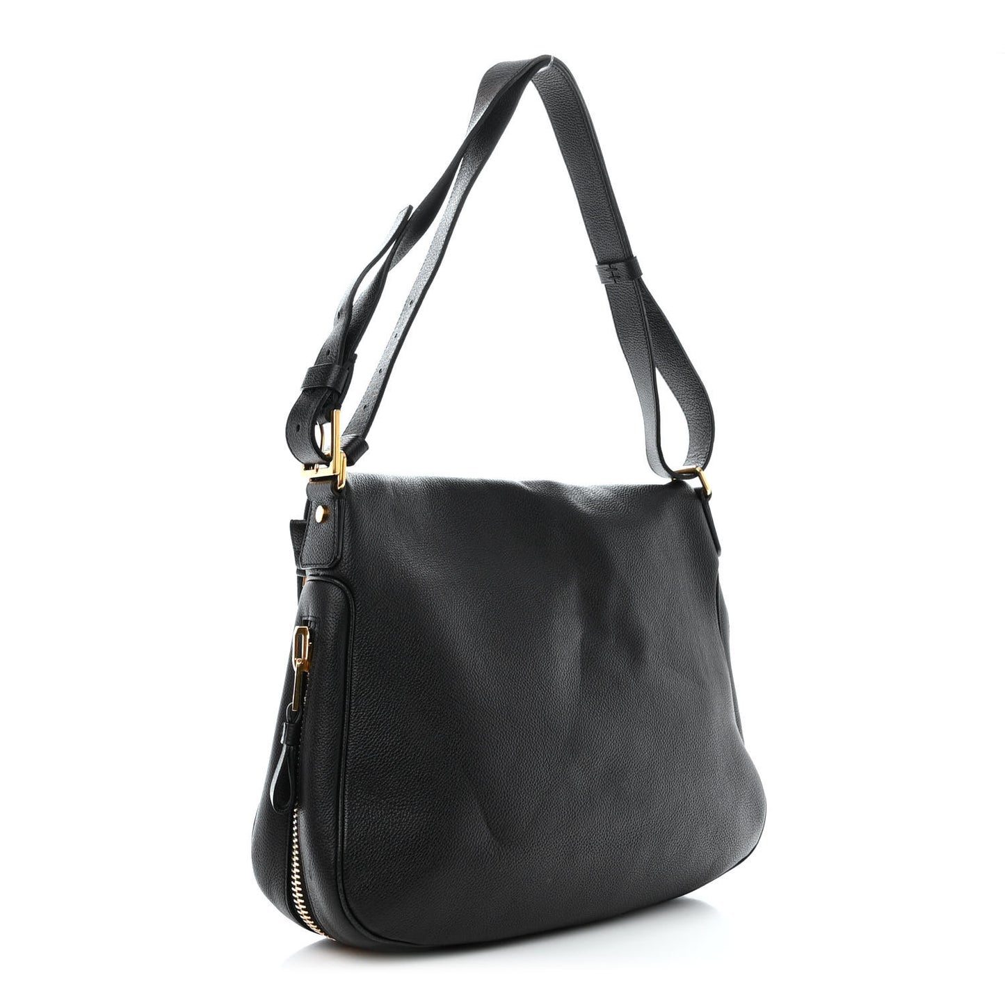 Grained Calfskin Large Jennifer Crossbody Bag Black