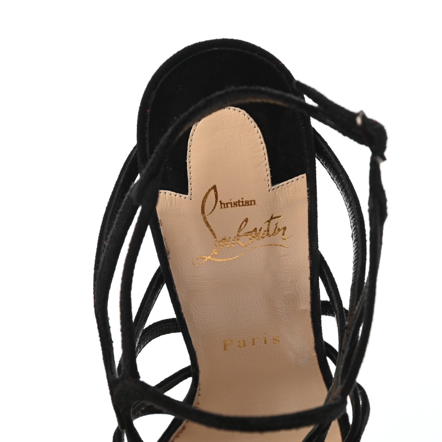 Christian Louboutin Strass Suede Circonvolu 85 Sandals Heels 39.5 Black 7 of 7