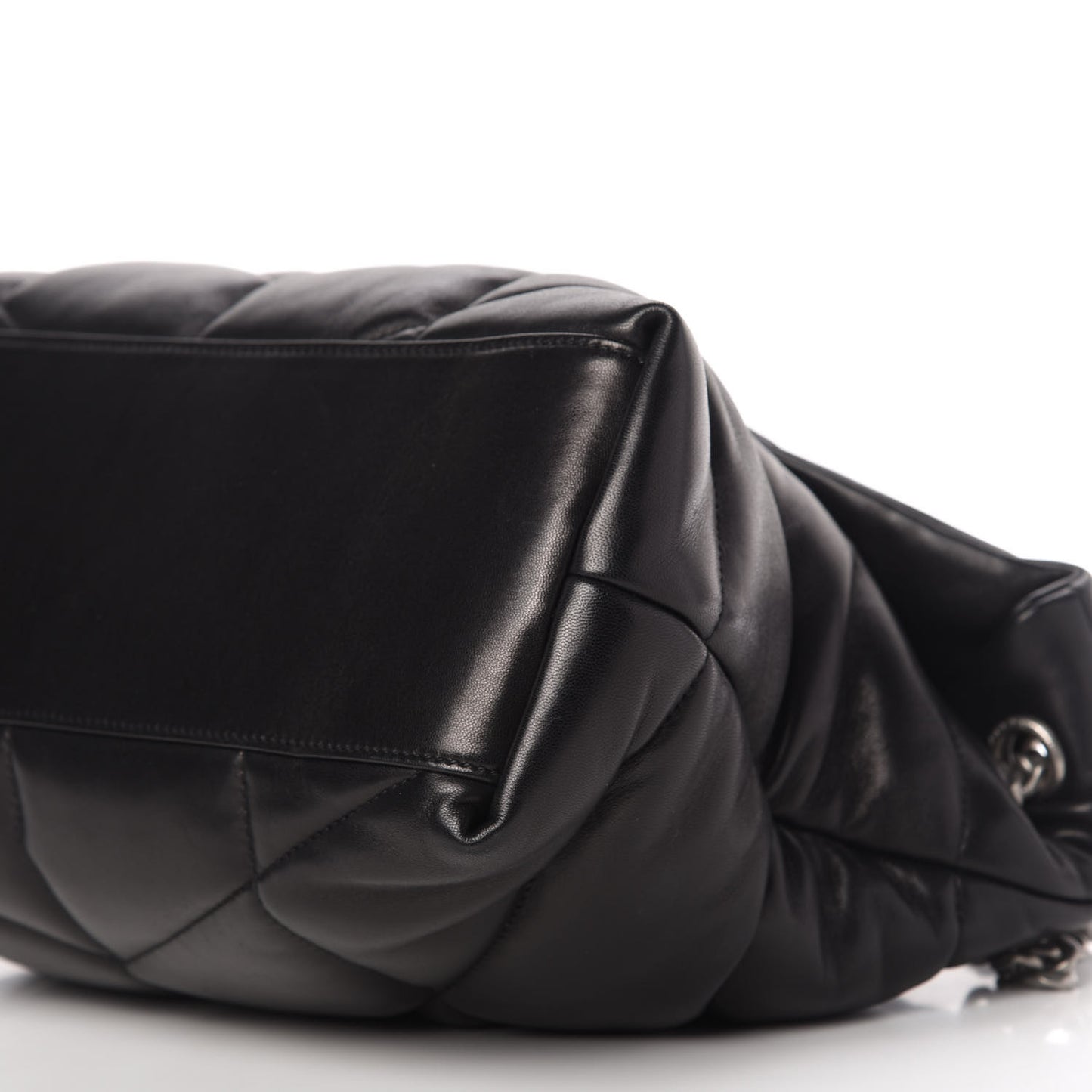 Lambskin Quilted Medium Loulou Puffer Monogram Chain Satchel Black