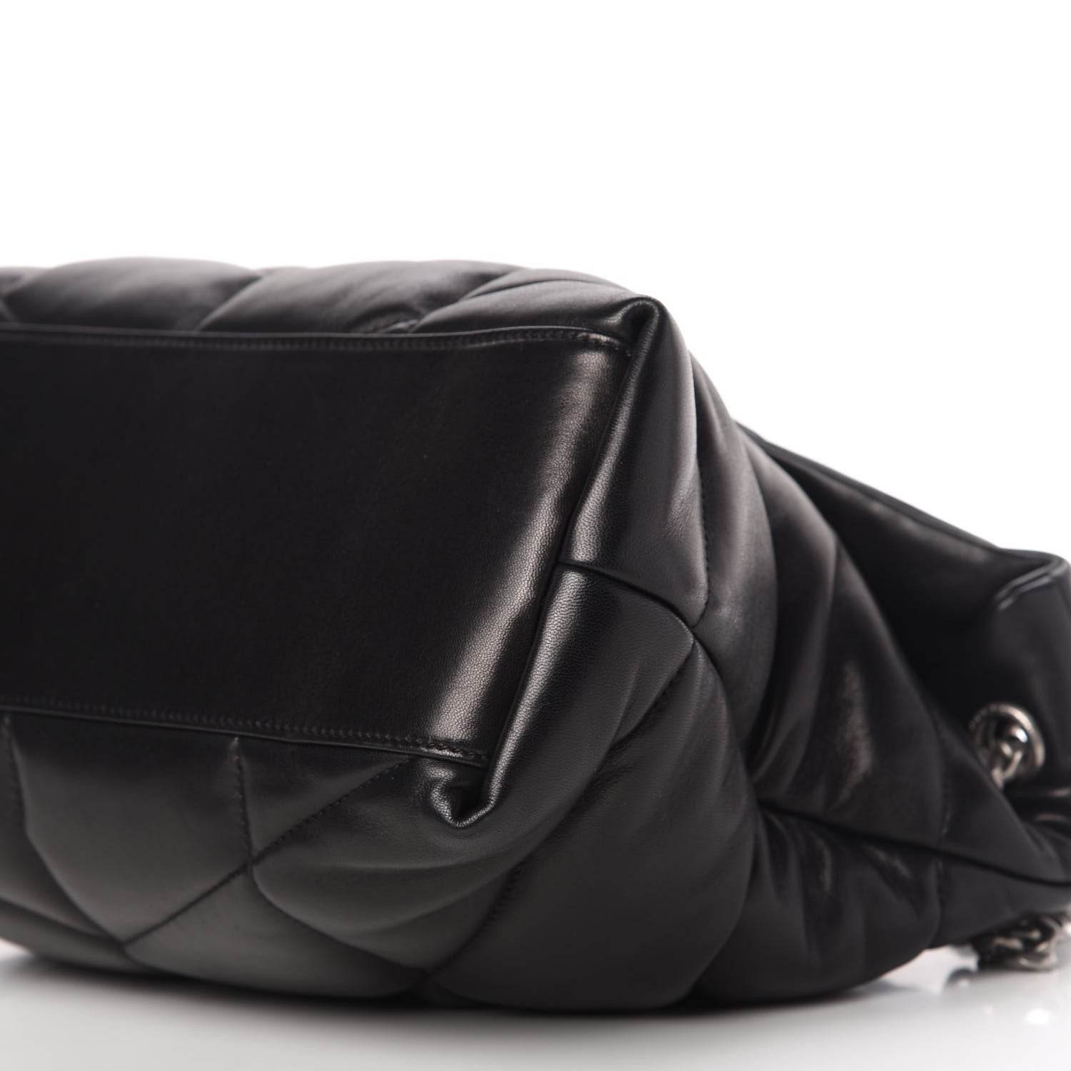 Saint Laurent Lambskin Quilted Medium Loulou Puffer Monogram Chain Satchel Black 7 of 10