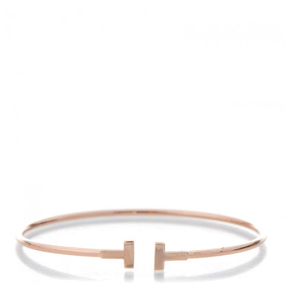 Tiffany 18K Rose Gold Narrow T Wire Bracelet 1 of 4