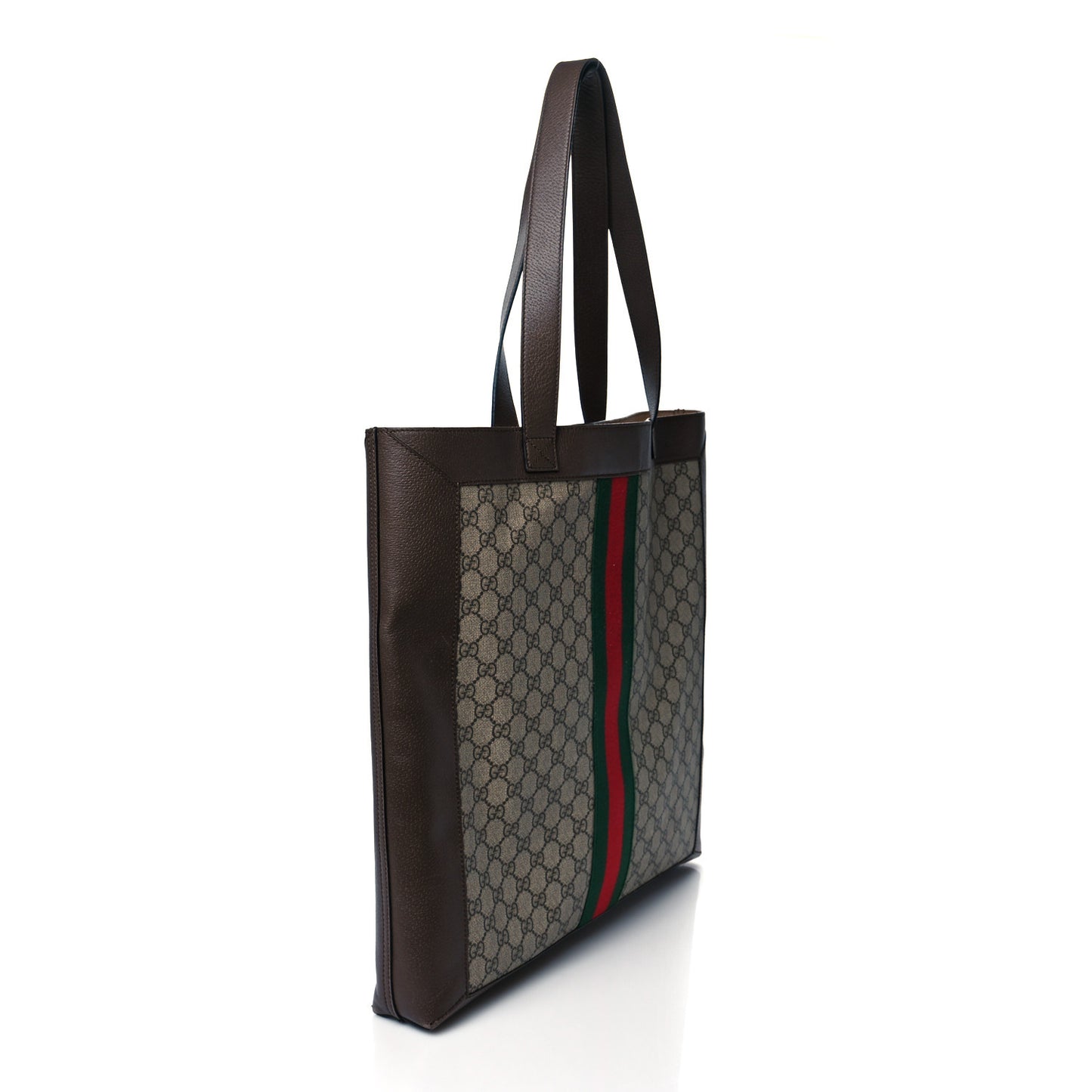 GG Supreme Monogram Web Large Ophidia Vertical Shopping Tote Brown