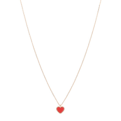 Van Cleef & Arpels 18K Rose Gold Carnelian Sweet Alhambra Heart Pendant Necklace 1 of 5