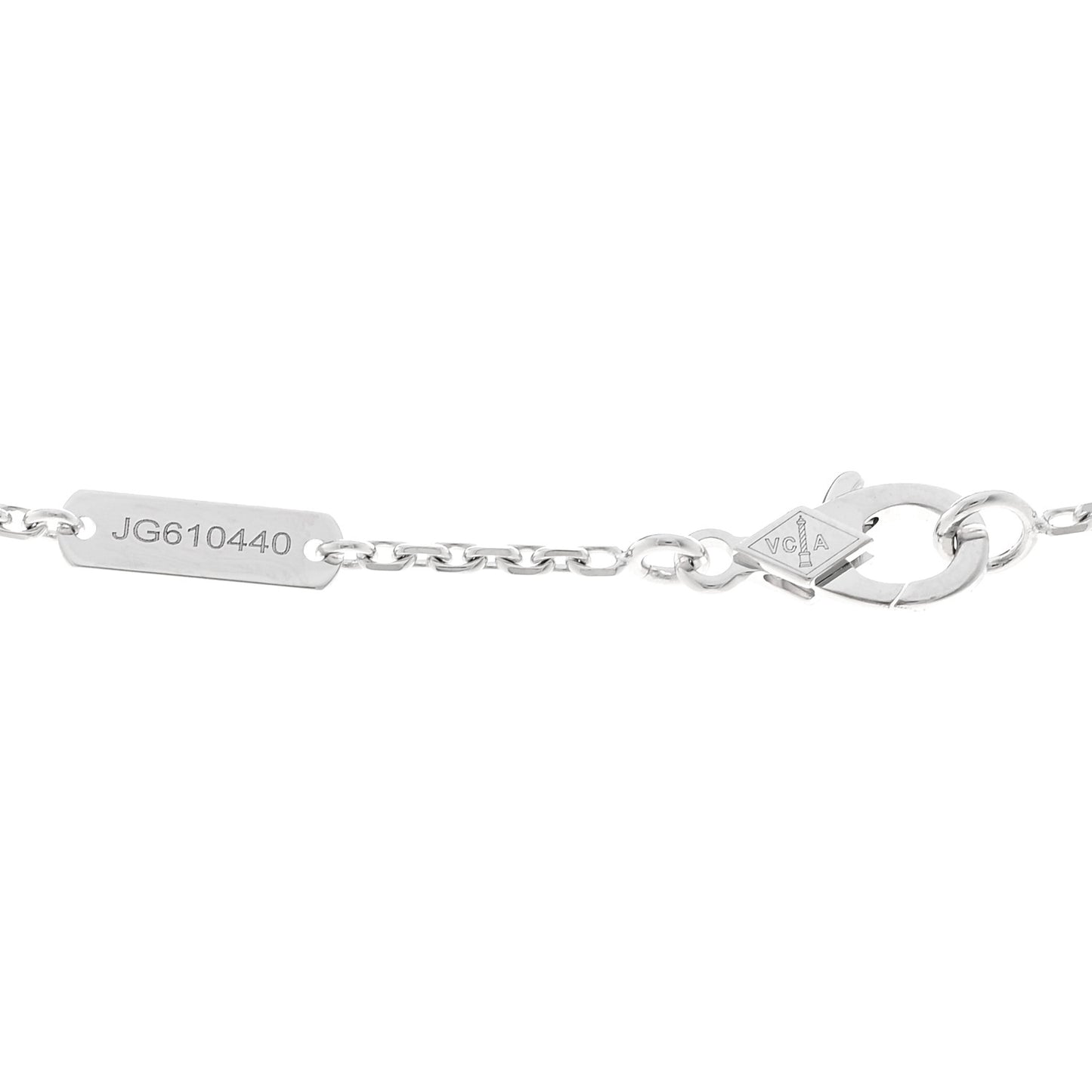 18K White Gold Mother of Pearl Vintage Alhambra Pendant Necklace