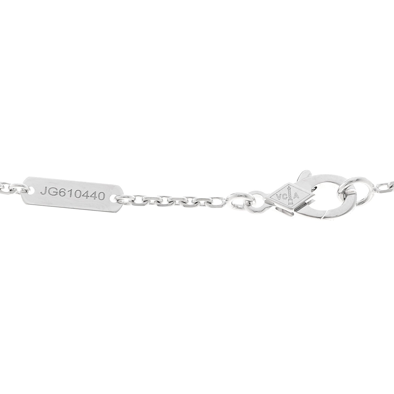 Van Cleef & Arpels 18K White Gold Mother of Pearl Vintage Alhambra Pendant Necklace 5 of 6
