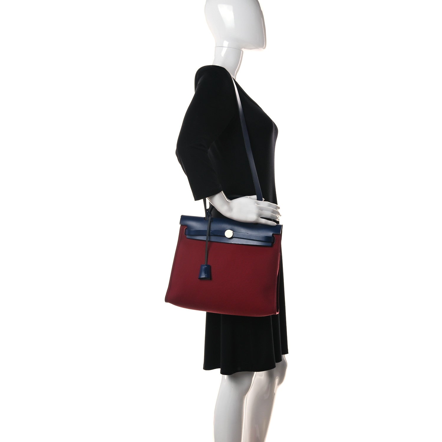Hermes Military Toile Vache Hunter Herbag Zip 31 PM Rouge Grenat Bleu Saphir 3 of 12