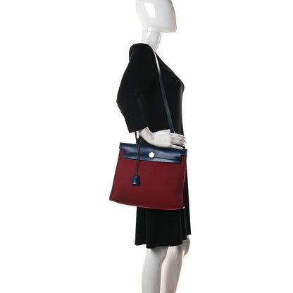Hermes Military Toile Vache Hunter Herbag Zip 31 PM Rouge Grenat Bleu Saphir 3 of 12