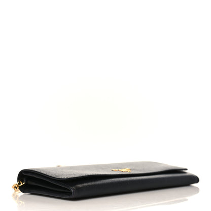 Prada Saffiano Metal Oro Chain Wallet Black 4 of 10