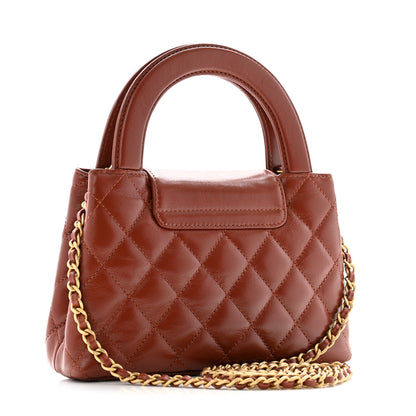 Chanel Shiny Aged Calfskin Quilted Nano Kelly Shopper Brown 3 of 10
