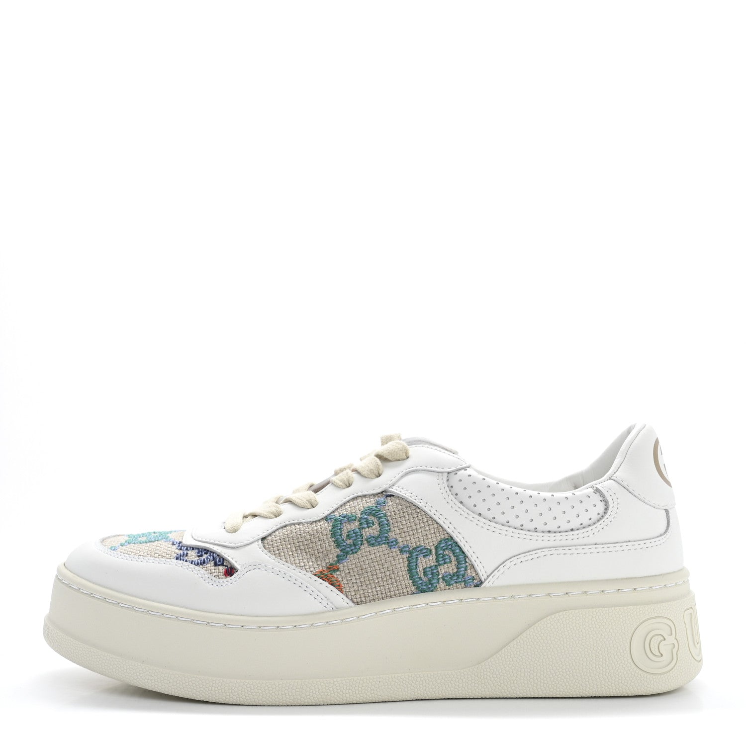 Gucci Dali Soft Calfskin GG Tennis Perforated Womens Platform 55mm Sneakers 40.5 White Multicolor 1 of 10