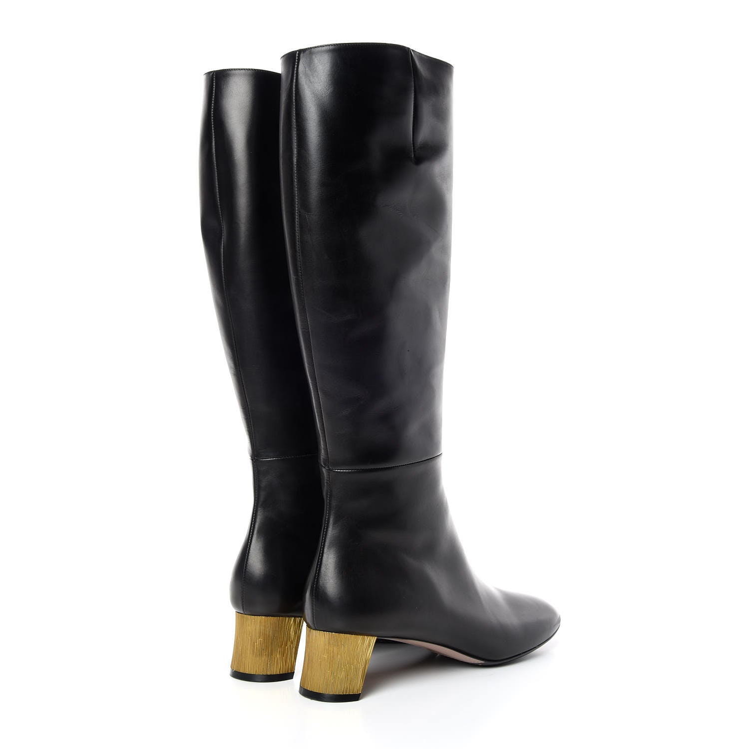 Gucci Calfskin Knee High Crystal Boots 39.5 Black 4 of 10