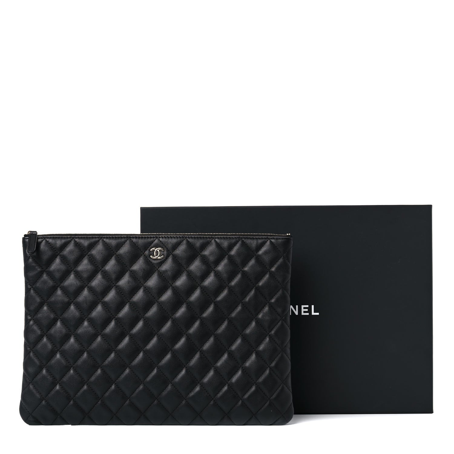 Chanel Lambskin Quilted Large Cosmetic Case Black 11 of 11