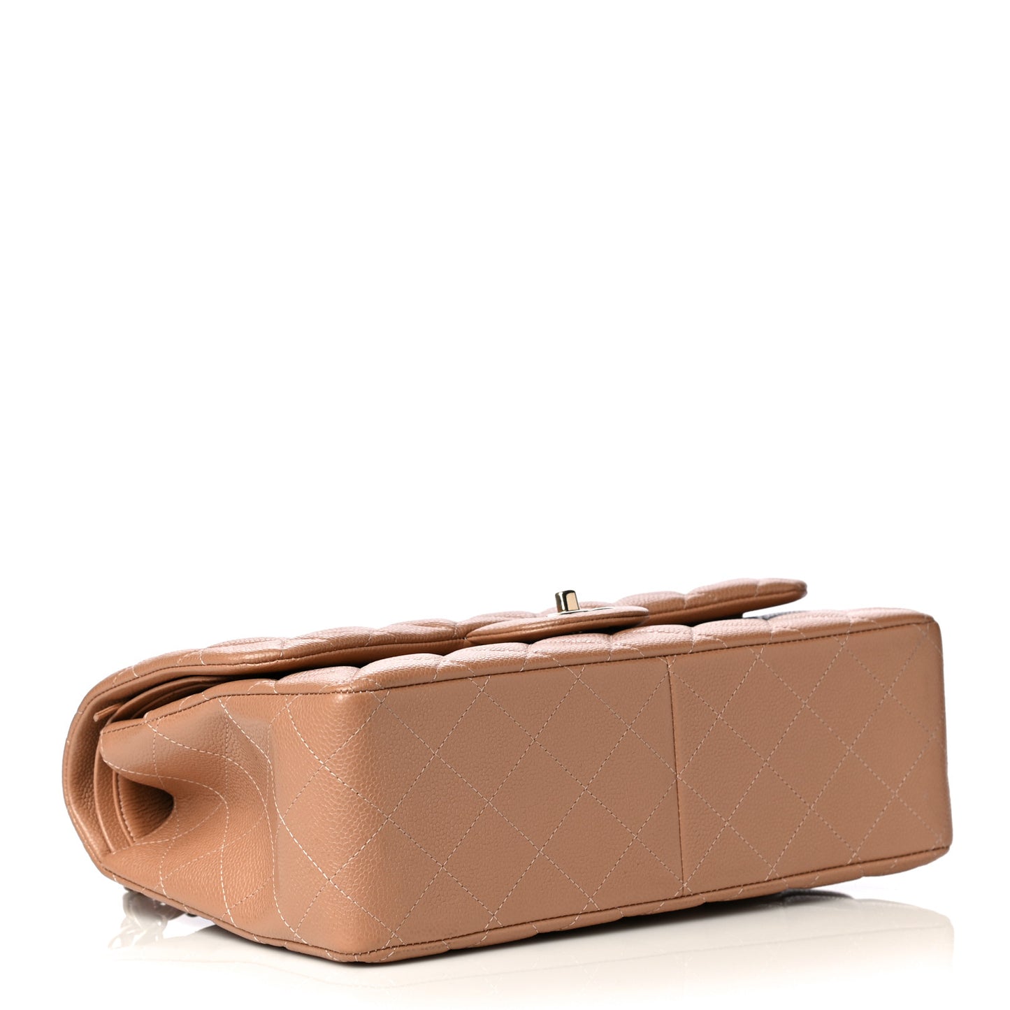 Caviar Quilted Jumbo Double Flap Beige