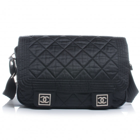 Nylon Ski Messenger Bag Black