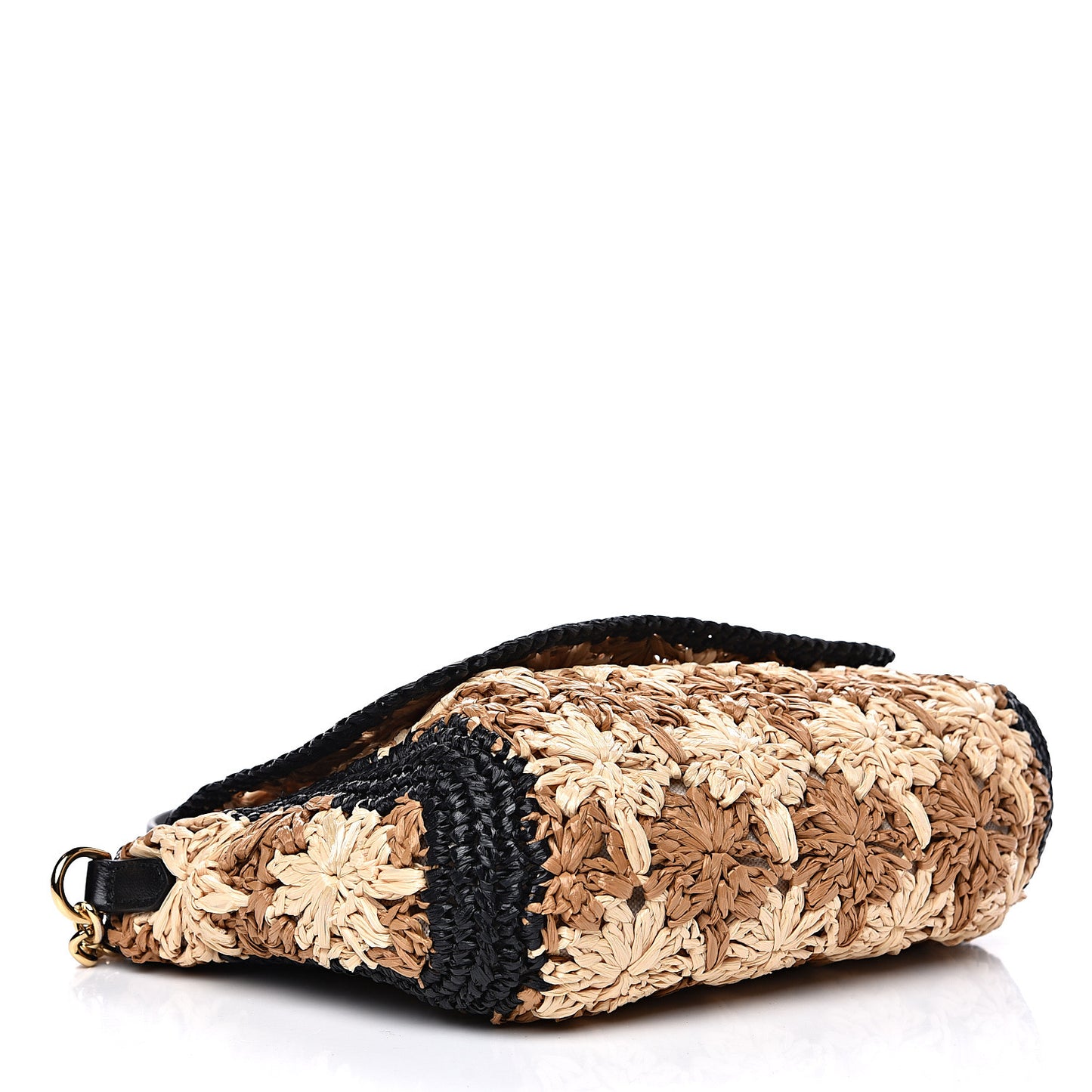 Raffia Azalea Calfskin Crochet Flower Small GG Marmont Shoulder Bag Natural Ecru Black
