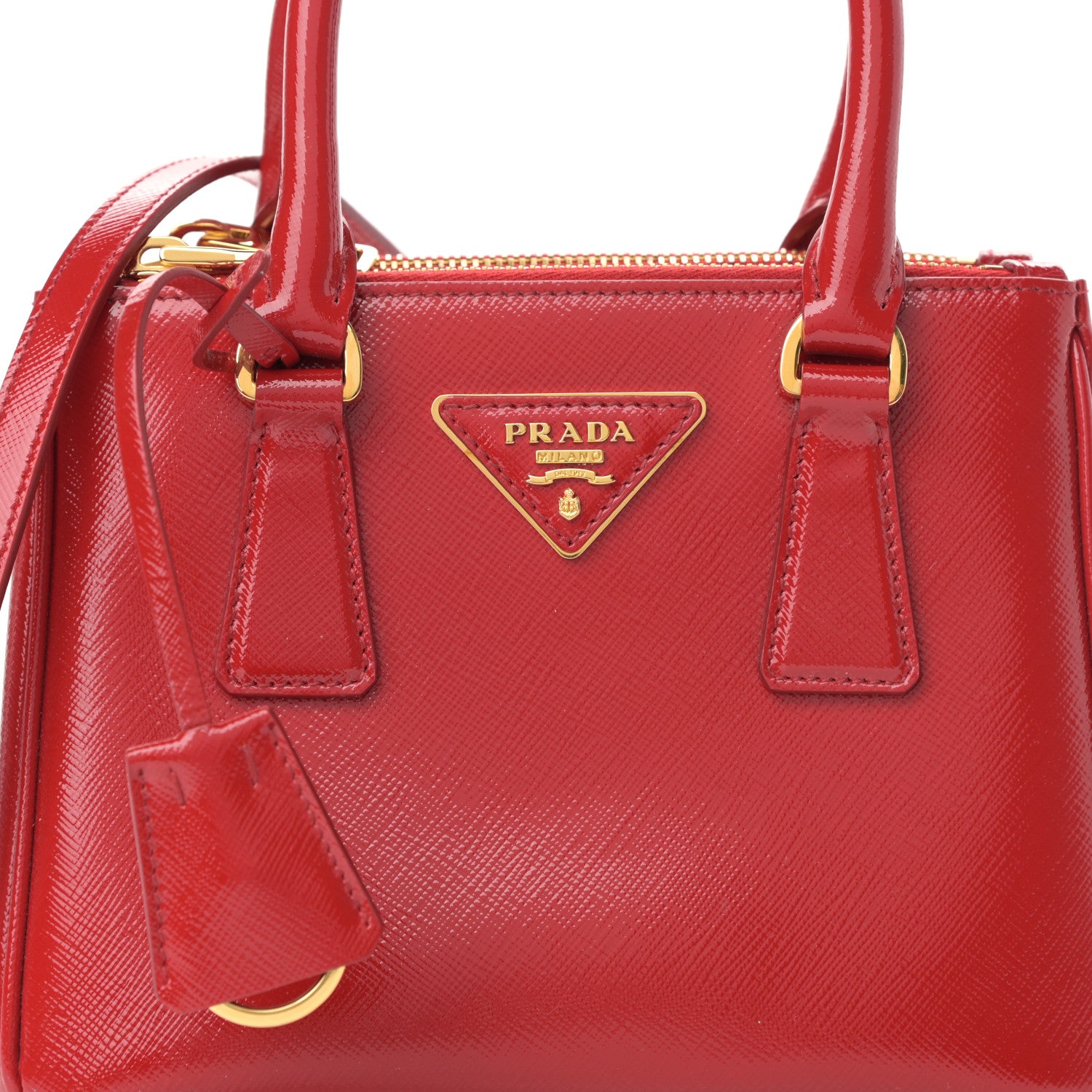 Prada Saffiano Mini Galleria Double Zip Tote Fuoco 9 of 17