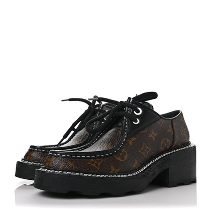 Louis Vuitton Monogram Calfskin Beaubourg Platform Derby Shoes 39 Brown 3 of 11