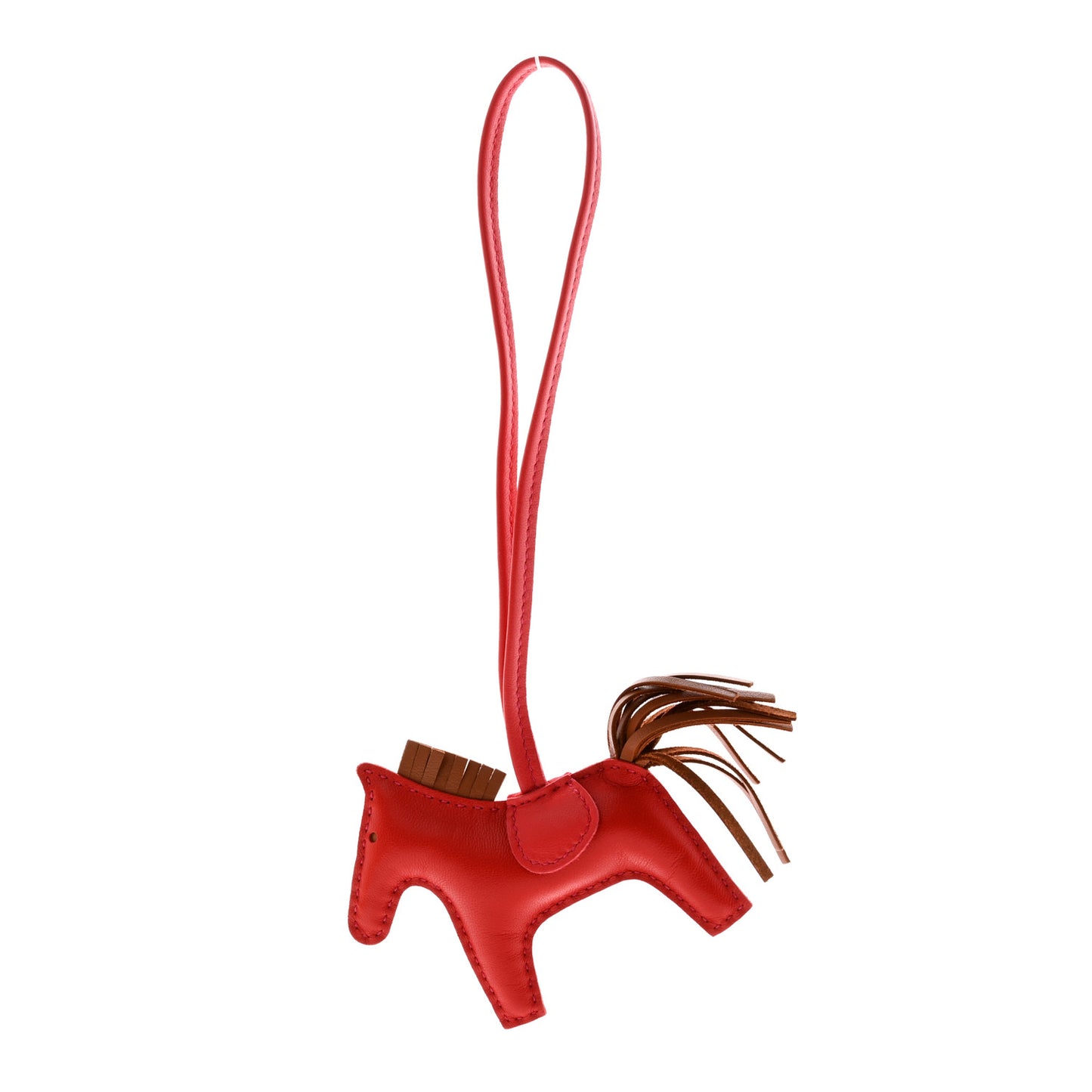 Milo Lambskin Grigri Rodeo Horse Bag Charm PM Rouge Indien Gold Bougainvillea