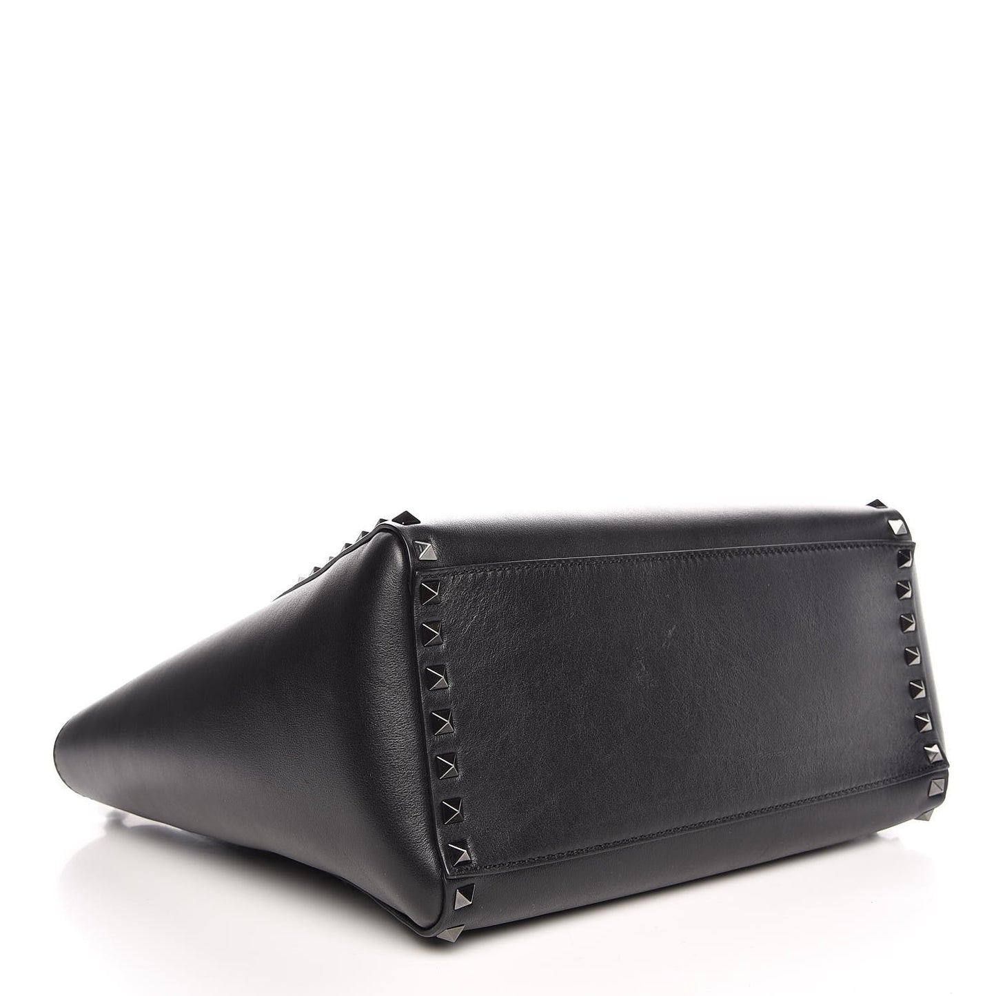 Vitello Rockstud Double Handle Tote Black