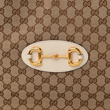 Gucci Monogram New Sakai Calfskin Lux Horsebit 1955 Tote Beige Ebony Mystic White 9 of 11
