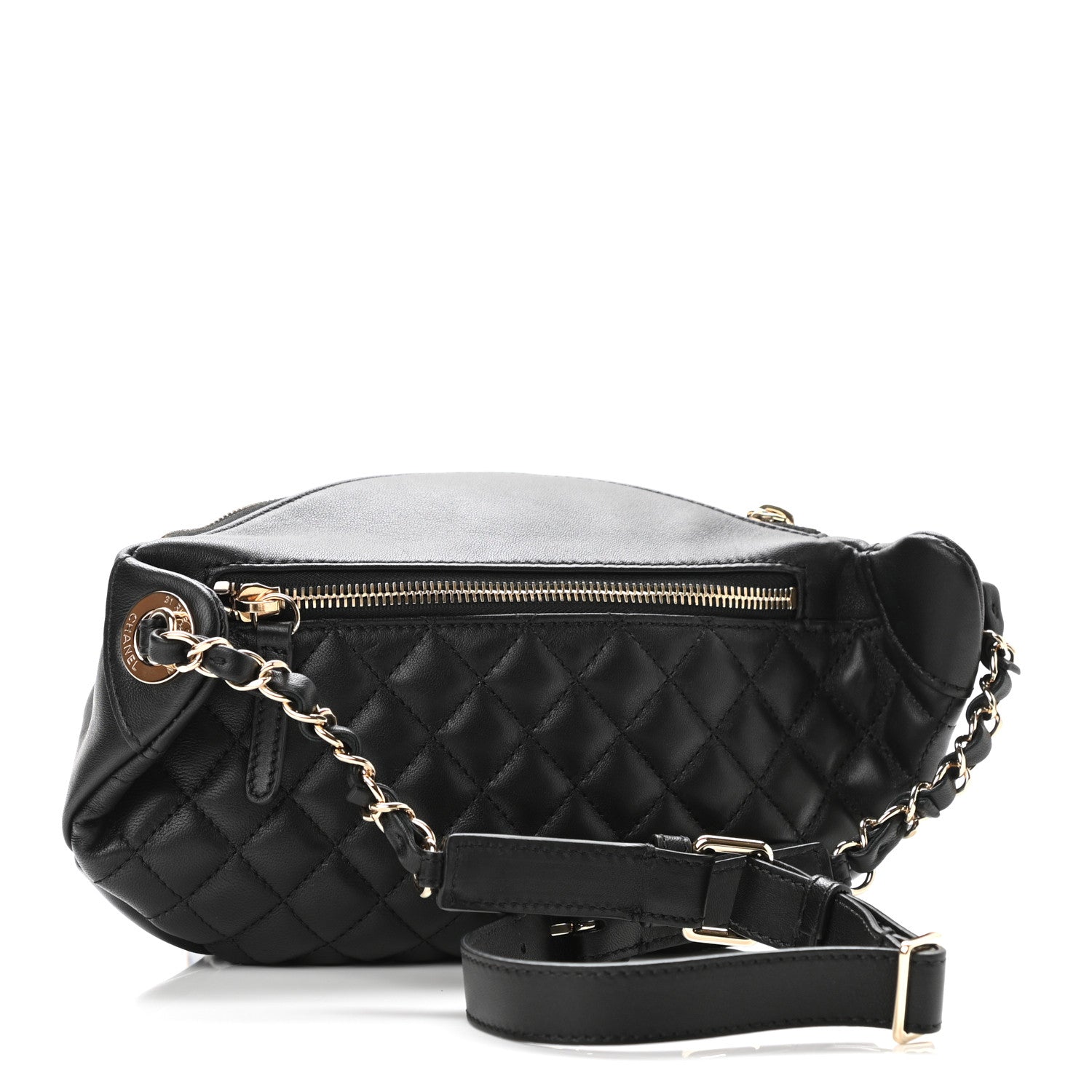 Chanel Lambskin Quilted Waist Bag Fanny Pack Black 4 of 12