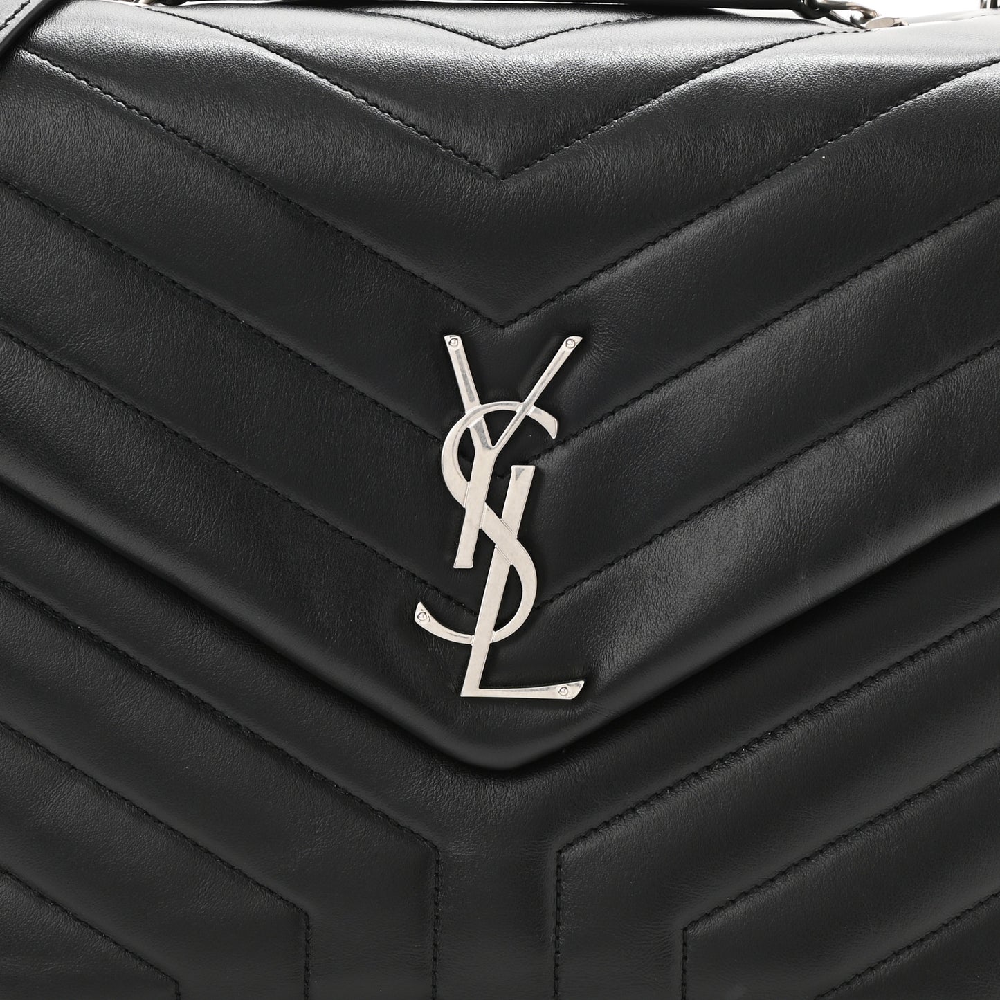 Calfskin Y Quilted Monogram Medium Loulou Chain Satchel Black