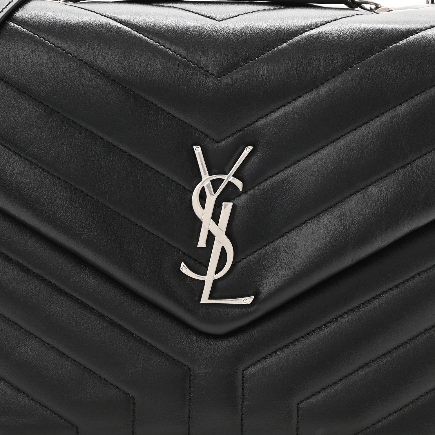 Saint Laurent Calfskin Y Quilted Monogram Medium Loulou Chain Satchel Black 7 of 9