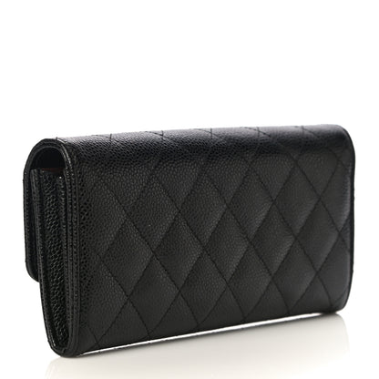 Chanel Caviar Quilted Large Gusset Flap Wallet Black 3 of 12