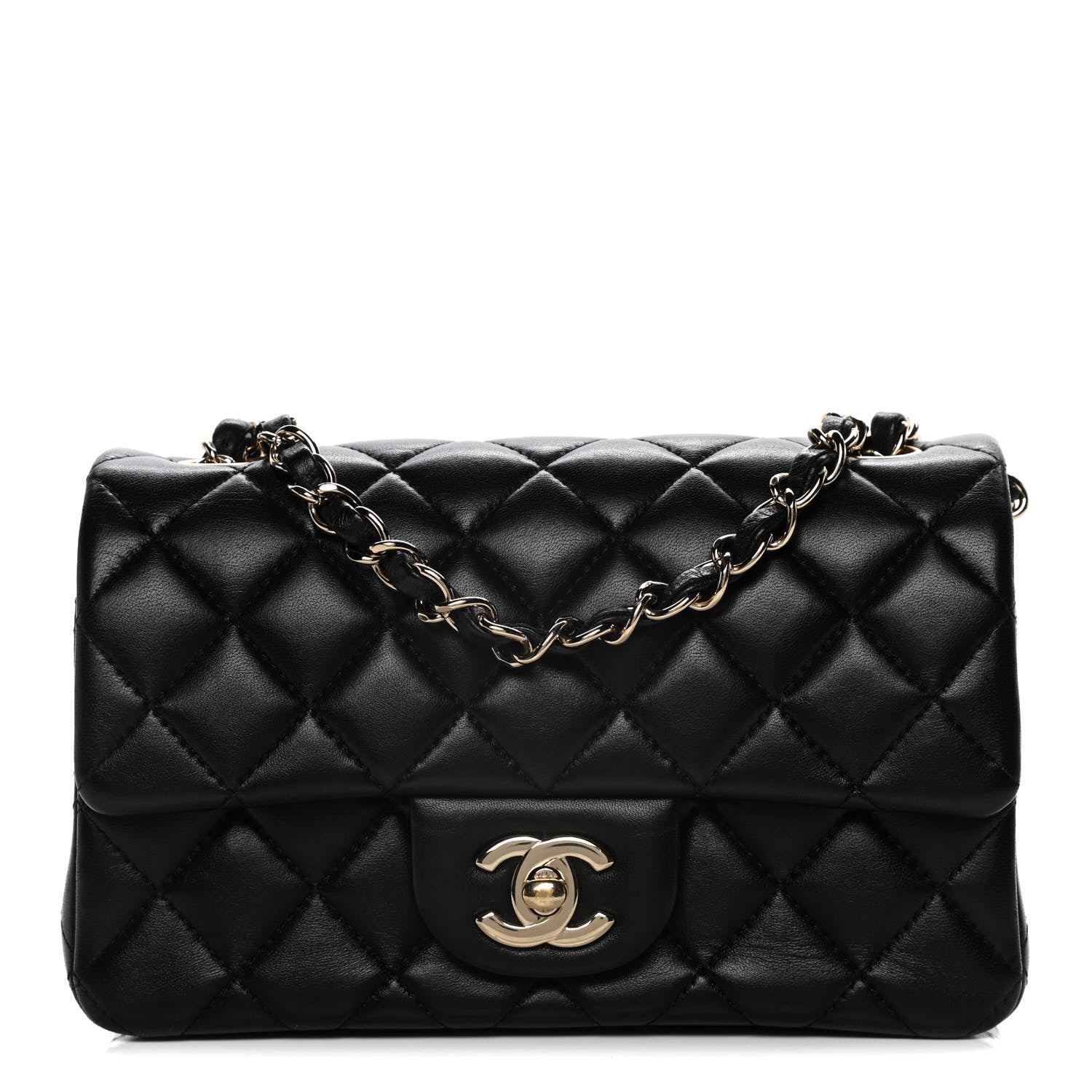 Chanel Lambskin Quilted Mini Rectangular Flap Black 1 of 12