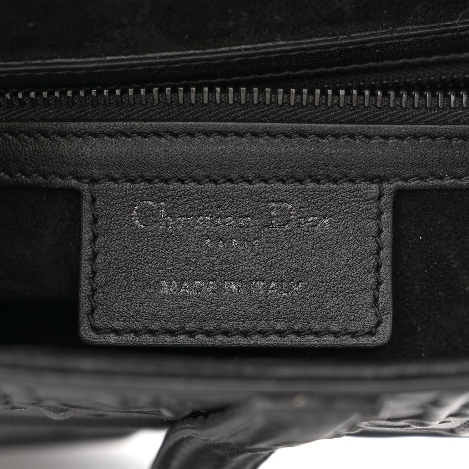 Christian Dior Calfskin Embossed Oblique Saddle Bag Black 5 of 9