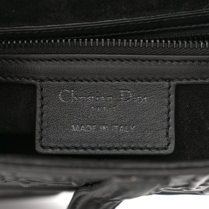 Christian Dior Calfskin Embossed Oblique Saddle Bag Black 5 of 9