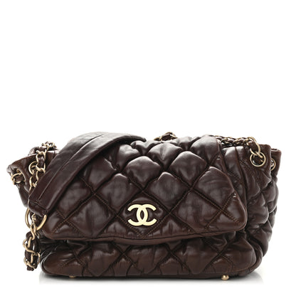 Chanel Lambskin Bubble Quilt Accordion Flap Dark Brown 1 of 10