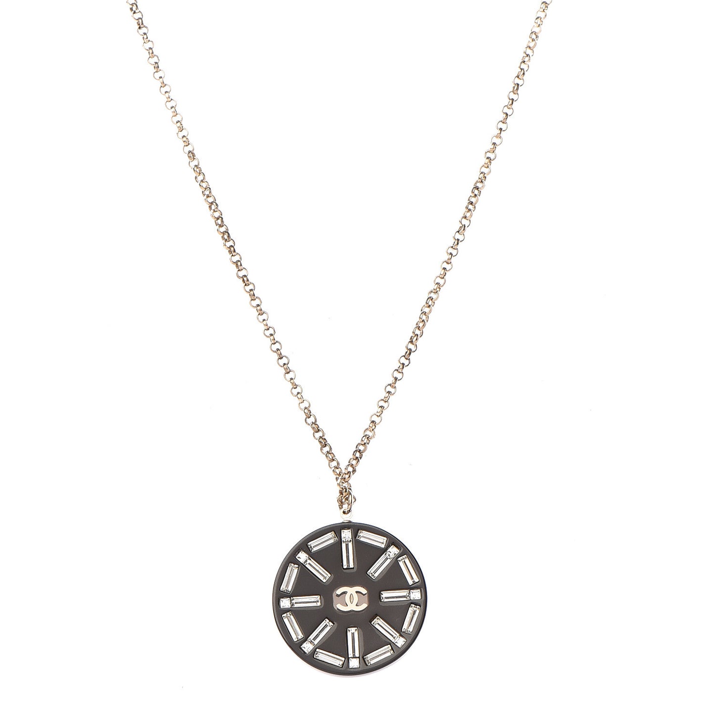 Resin Crystal CC Necklace Black Gold
