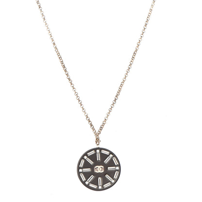 Chanel Resin Crystal CC Necklace Black Gold 1 of 3