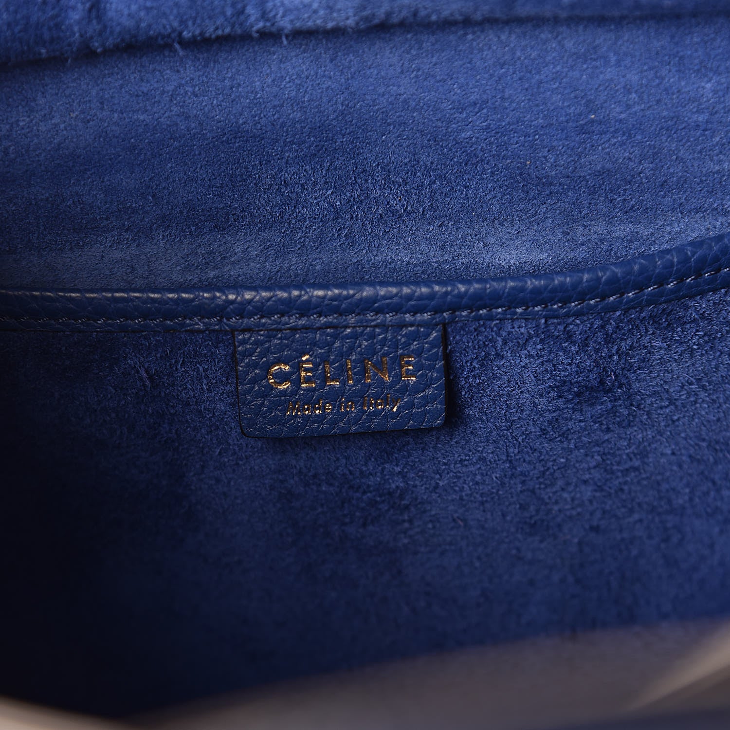 Celine Drummed Calfskin Nano Luggage Indigo 6 of 9