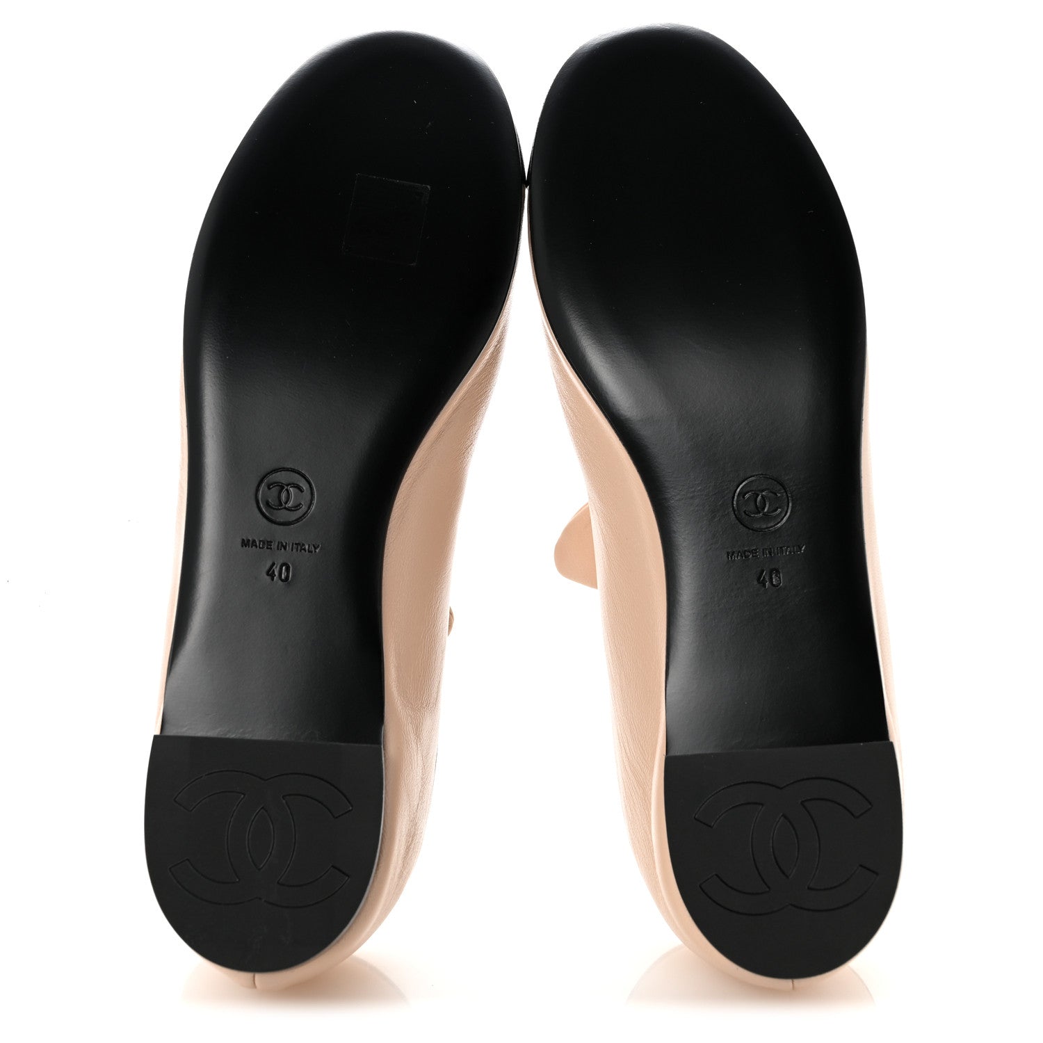 Chanel Lambskin Bow Mary Jane Flats 40 Beige Black 6 of 10