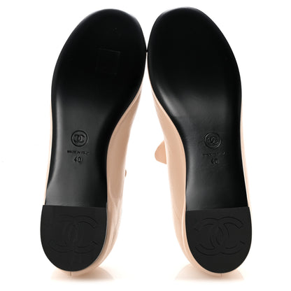 Chanel Lambskin Bow Mary Jane Flats 40 Beige Black 6 of 10