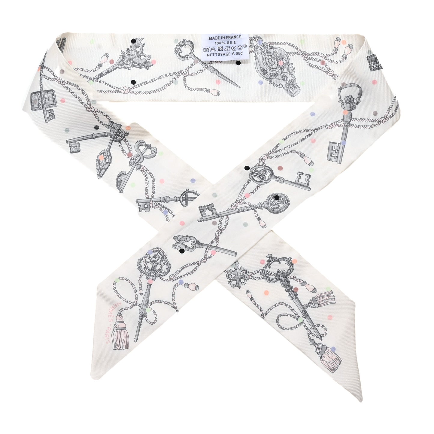 Silk Les Cles A Pois Twilly White Gris Acier