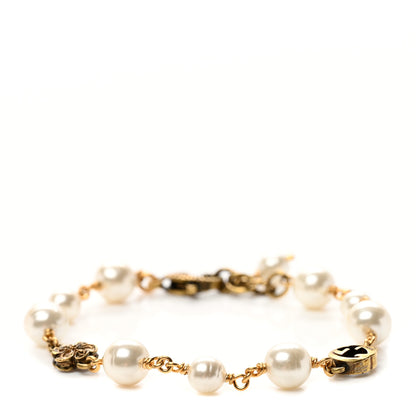 Gucci Interlocking G Flower Pearl Bracelet Gold 1 of 4