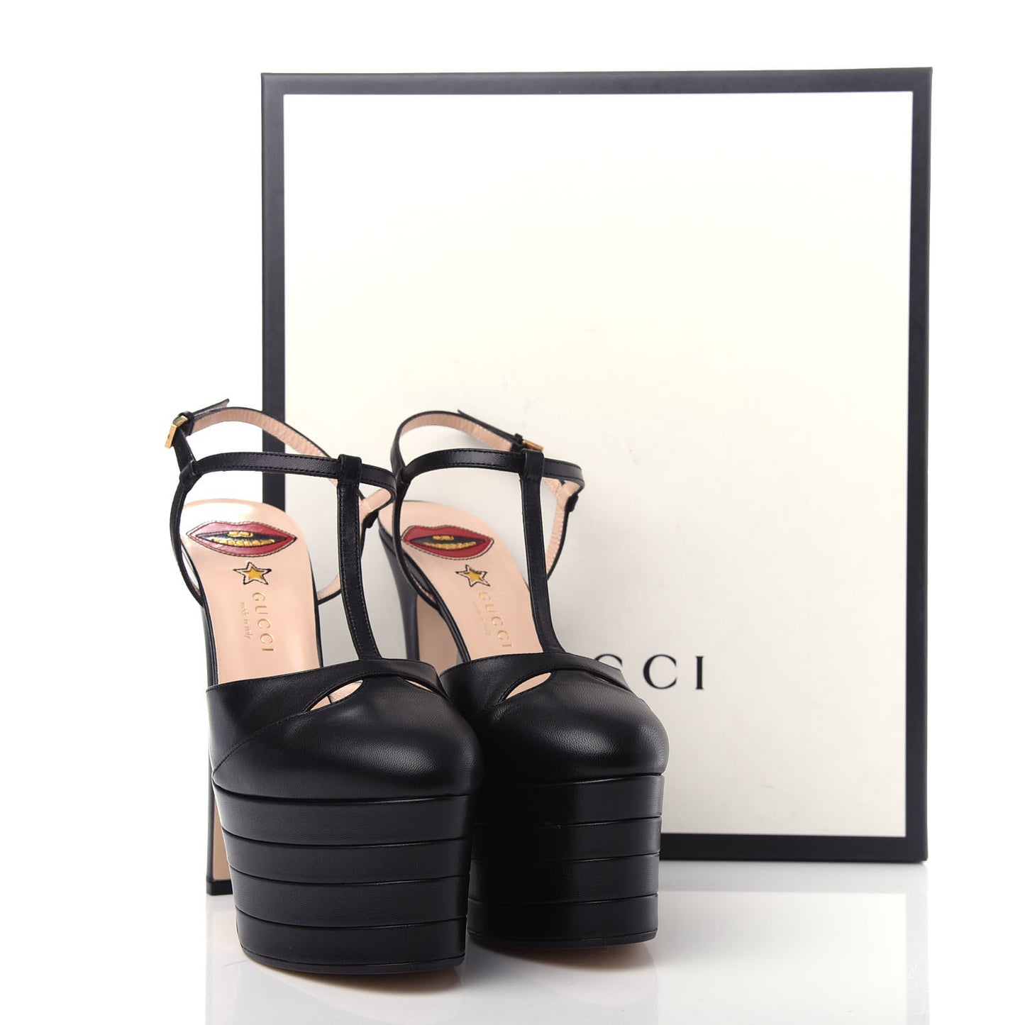 Malaga Kid Angel T-Strap Platform High Heel Pumps 39 Black