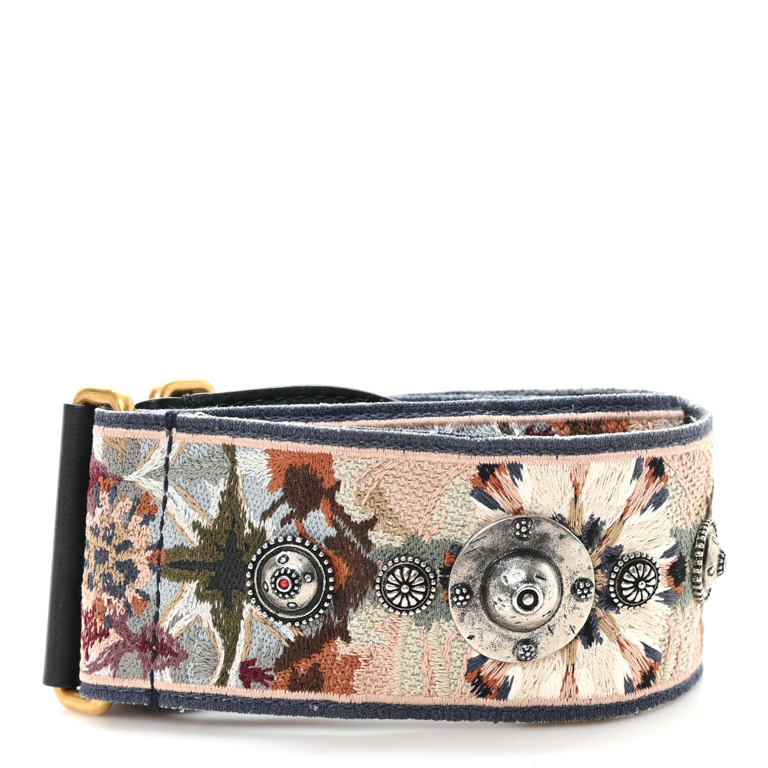 Christian Dior Canvas Studded Bohemian Shoulder Strap  Black Multicolor 2 of 3