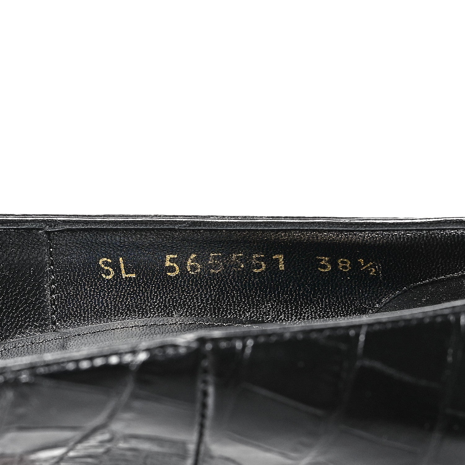 Saint Laurent Calfskin Crocodile Embossed Opyum 110 Pumps 38.5 Black 9 of 10