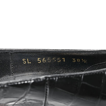 Saint Laurent Calfskin Crocodile Embossed Opyum 110 Pumps 38.5 Black 9 of 10