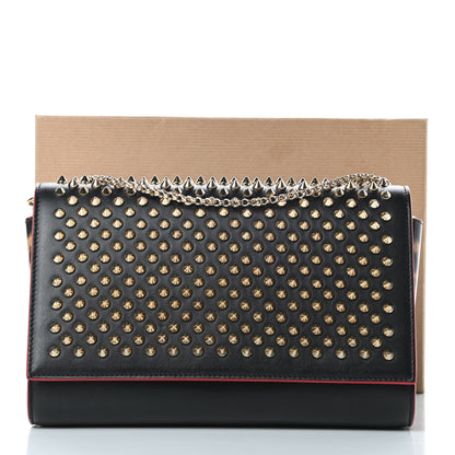 Christian Louboutin Calfskin Patent Leopard Spikes Paloma Clutch Black 15 of 15