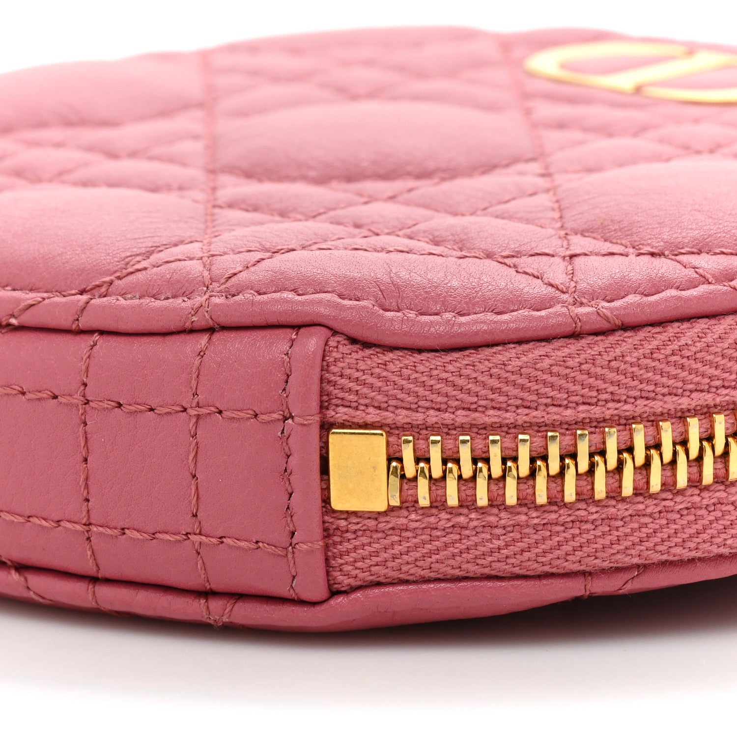 Christian Dior Calfskin Cannage Round Caro Pouch Pink Yarrow 8 of 9
