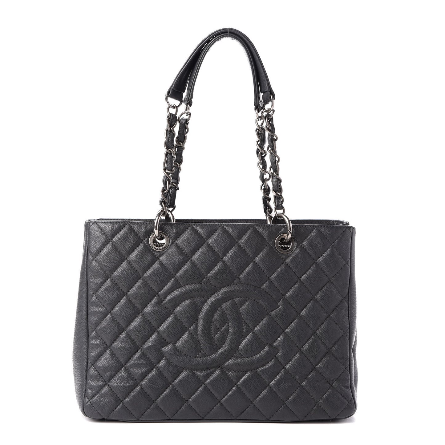 Caviar Quilted Grand Shopping Tote GST Dark Grey